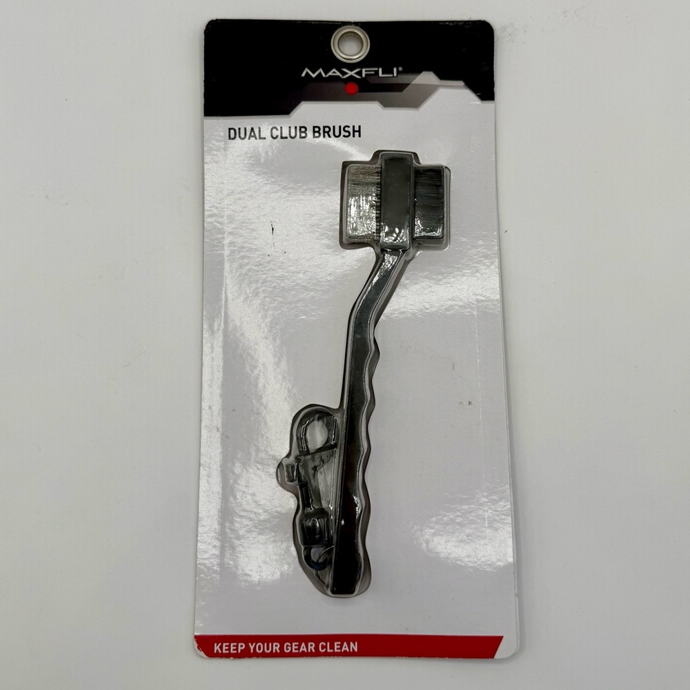 NIB Maxfli Dual Club Brush Black W/ Clip Golf Accessory